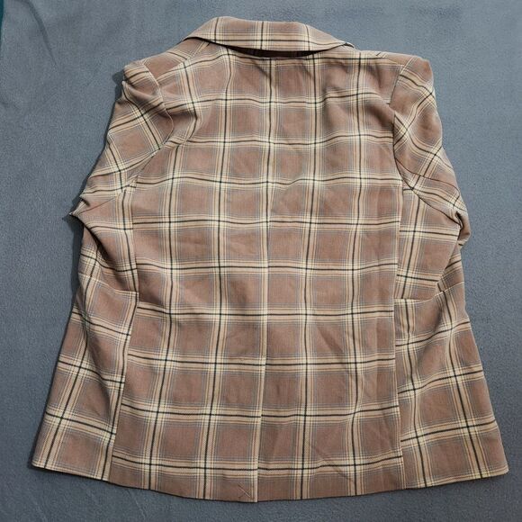 Studio By Torrid Women 1/XL Anna Plaid Deep Taupe Relaxed Tailored Twill Blazer - Picture 2 of 14